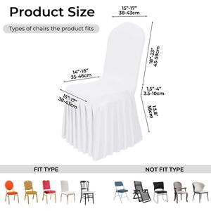 Usualité moins chère et meilleure 180 GSM jupe élastique blanche ourlet Spandex <span class=keywords><strong>housse</strong></span> <span class=keywords><strong>de</strong></span> <span class=keywords><strong>chaise</strong></span> pour chaises à usage général pour mariage - Product Image 2