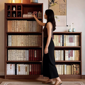 <b>Solid</b> <b>Wood</b> Modern Minimalist <b>Bookcase</b> Storage Cabinet All-in-one Floor-standing Lattice Design Home Office Bedroom Living Home - Product Image 5
