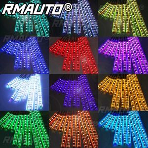 Kit de 12 tiras LED RGB para motocicleta, impermeables, con control remoto RF y control por voz, 5050SMD, efecto de luz ambiental bajo el vehículo. - Product Image 5