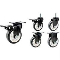 Roue pivotante en acier PVC avec frein, 4 pouces, double roue, usage léger, haute résistance à l'usure, double roulement à billes, charge 80-130 kg