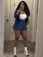 E6012 - Ensemble deux pièces pour femmes : veste à col montant zippée à manches longues avec blocs de couleur et culotte plissée à cordon de serrage