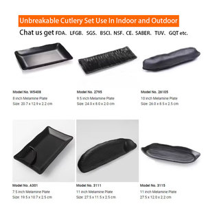Vaisselle de table commerciale de haute qualité, nouveau design, logo personnalisé, <span class=keywords><strong>assiette</strong></span> à dîner en mélamine noire, service de table - Product Image 4