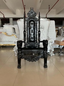 Foshan luxe roi trône chaise en gros décoration intérieure hôtel salle à manger haut dos mariée marié fabricant haut de gamme noir - Product Image 4