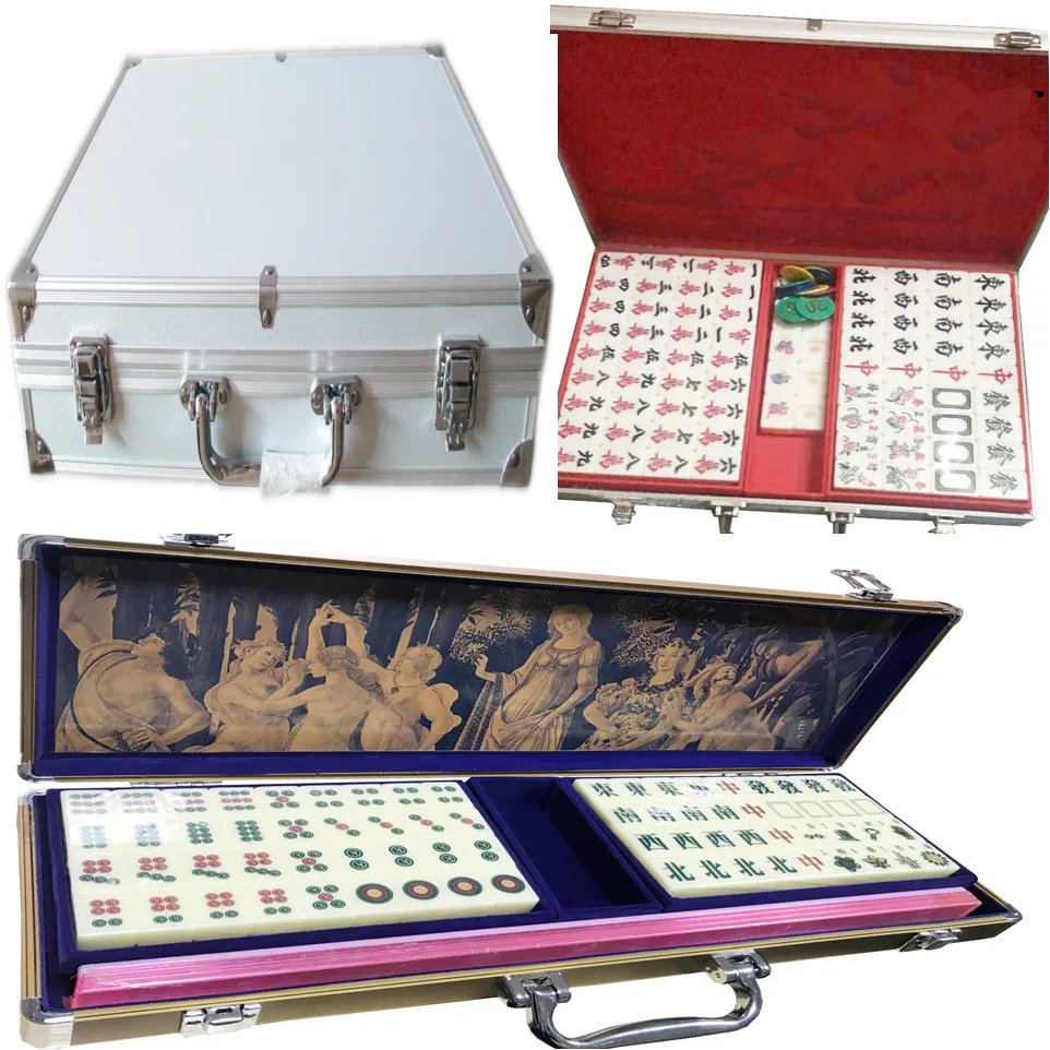 Aluminum Taiwan Japanese Style Mahjong Case For Wholesale Mahjong Box With Trays Inside Mahjong Kit With Logo Print