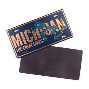 Imán de Refrigerador Personalizado con Placa de Matrícula de Aluminio, Recuerdos de Michigan, Imán de Metal en Relieve 3D para Promoción - Product Image 1
