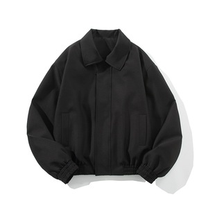 Giacca Bomber Corta Imbottita Grigia per Uomo e Donna, Antivento, Stile Vintage Americano, in Poliestere Premium, per Primavera - Product Image 5
