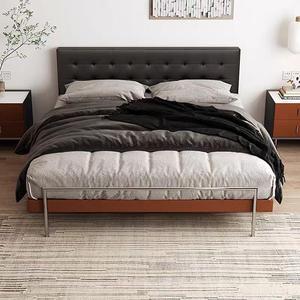 Muebles de dormitorio de lujo minimalistas modernos de alta calidad, cama doble con sábanas de cuero suave, juego de dormitorio principal elegante - Product Image 4