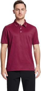 T-shirt de golf à manches courtes pour homme, respirant, anti-humidité, en tissu tricoté, imprimé rayé, coupe classique - Product Image 3