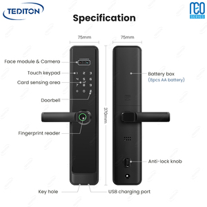 Serrure de porte intelligente biométrique numérique avec reconnaissance faciale 3D NEO, interphone vidéo, contrôle à distance via l'application TTlock - Product Image 6
