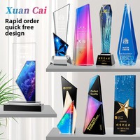 Trophée en cristal de style chinois HZ, nouveau trophée en verre de cristal blanc élégant, support pour employé exceptionnel, récompense personnalisée gravée