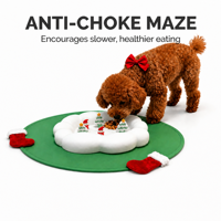 Bol de nourrissage lent pour chien en silicone de qualité alimentaire, résistant au lave-vaisselle, anti-étouffement, tapis d'alimentation lente avec motif de Noël festif pour animaux de compagnie