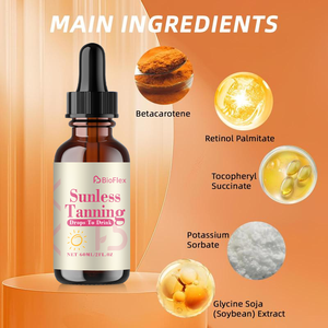 OEM Logo doğal 60ml Beta karoten takviyesi yetişkinler için içilebilir sıvı güneşsiz bronzlaşma damlalar Oral cilt nemlendirici bronzlaşma - Product Image 3