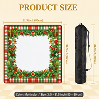 Tapis de jeu de Mahjong à motif de Noël, antidérapant, dos à pois, tapis de jeu de Mahjong carré 80x80cm avec sac de rangement de transport