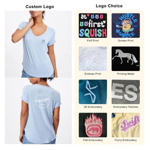 Dernier <span class=keywords><strong>t</strong></span>-<span class=keywords><strong>shirt</strong></span> à <span class=keywords><strong>col</strong></span> en <span class=keywords><strong>V</strong></span> pour femmes avec fond rond Personnalisé de qualité supérieure 100% coton <span class=keywords><strong>T</strong></span>-<span class=keywords><strong>shirt</strong></span> uni vierge pour femmes <span class=keywords><strong>T</strong></span>-shirts coupe ajustée - Product Image 3