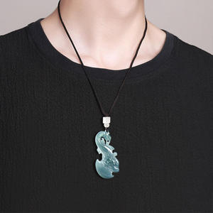 Pendentif en jadéite naturelle bleu eau, design original UNISEXE, style chinois, cadeau avec certificat d'évaluation E046 - Product Image 4