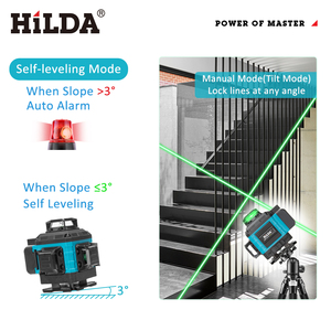 Nivel Láser <span class=keywords><strong>HILDA</strong></span> <span class=keywords><strong>4D</strong></span> de 16 Líneas, Autonivelante de 360°, Luz Verde Horizontal y Vertical, Herramienta Profesional con Control Remoto y Trípode - Product Image 5