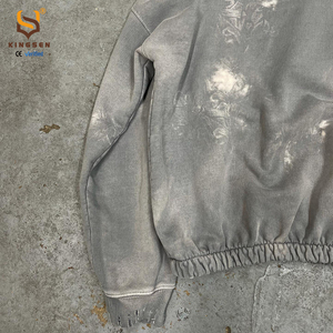 เสื้อฮู้ดดี้ทรงโอเวอร์ไซส์สไตล์วินเทจยี่ห้อ Manufacturer ผ้าเฟรนช์เทอร์รี่ ตัดเย็บแบบครอป สำหรับผู้ชาย ทำจากผ้าฝ้าย 100% ลุคทำเก่า - Product Image 3