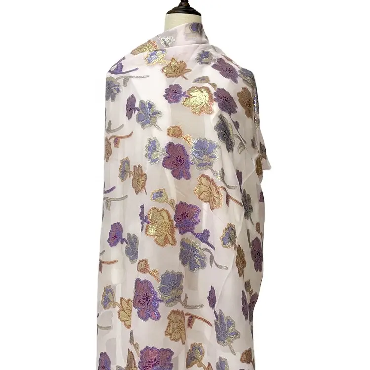 Silk chiffon lurex fabric metallic silk jacquard fabric dirac somali chiffon silk for dress