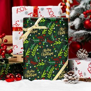 Papier cadeau de Noël en aluminium avec motifs de vigne et de baies, mots Joyeux Noël, plusieurs options de couleurs, personnalisable - Product Image 2