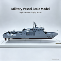 Maquette d'Navire Militaire à l'Échelle pour Salle d'Exposition et Vitrine de Salon Professionnel