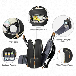 Sac à dos isotherme imperméable en polyester pour papa avec patchs et fermeture éclair pour les voyages en plein air, cadeaux de fête prénatale - Product Image 2