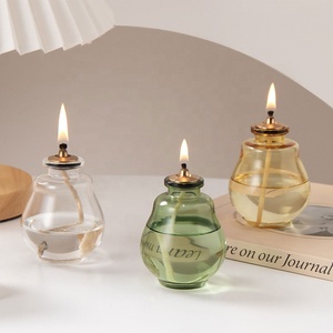 Lámpara de aceite de cristal miniatura con forma de calabaza de 100 ml, linterna de aceite decorativa para mesa, lámpara de aceite de cristal transparente soplada a mano, adorno decorativo para el hogar - Product Image 2