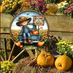 <strong>Scarecrow</strong> Window <strong>Decoration</strong> Thanksgiving Pumpkin Pendant Harvest Festival Wooden Wreath Door <strong>Decoration</strong> - Product Image 5