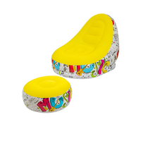 Vente en gros en usine, camping en plein air, chaise longue gonflable en PVC et flocage bon marché avec repose-pieds, canapé à air