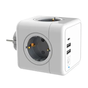 E02C France usb charging tabletop electric wall socket power cube socket 4 FR Outlets With 2 USB Ports 1 Type C