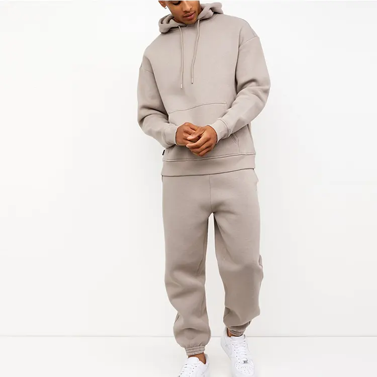 new wholesale solid color sports tracksuit hoodie joggers 100% cotton mens sweat suits