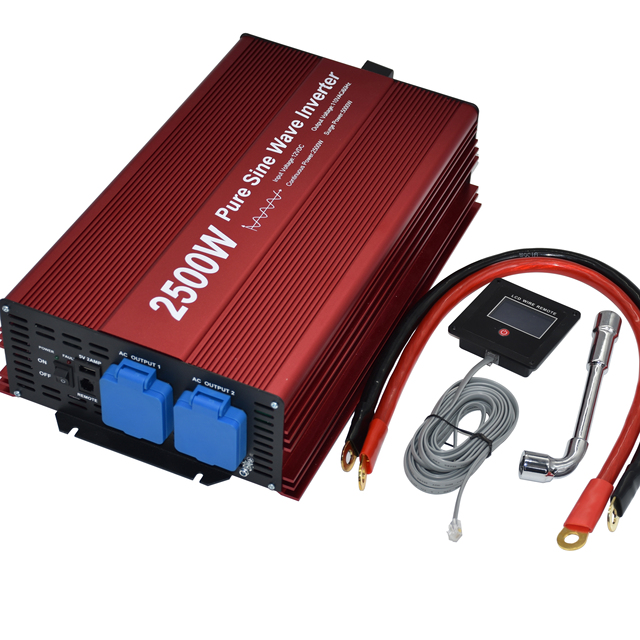 E-LION 2500W Pure Sine Wave Inverter Input DC12V or 24V Input to AC 110V 60Hz Output With USB and LCD Remote Display.