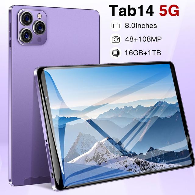 Best-selling Model Tab 14 Dual SIM Cards 8.0inch 16+1TB Octa-core Processor 48MP+108MP Long Battery Life 5G Android Smart Tablet
