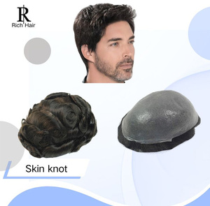 Toupet da <span class=keywords><strong>Uomo</strong></span> di Alta Qualità con Nodo Ultra Sottile Skin 0.02-0.12mm, Protesi Capillare in Capelli Remy, Parrucca Super Sottile con Base in PU, <span class=keywords><strong>Extension</strong></span> per <span class=keywords><strong>Uomo</strong></span> - Product Image 1