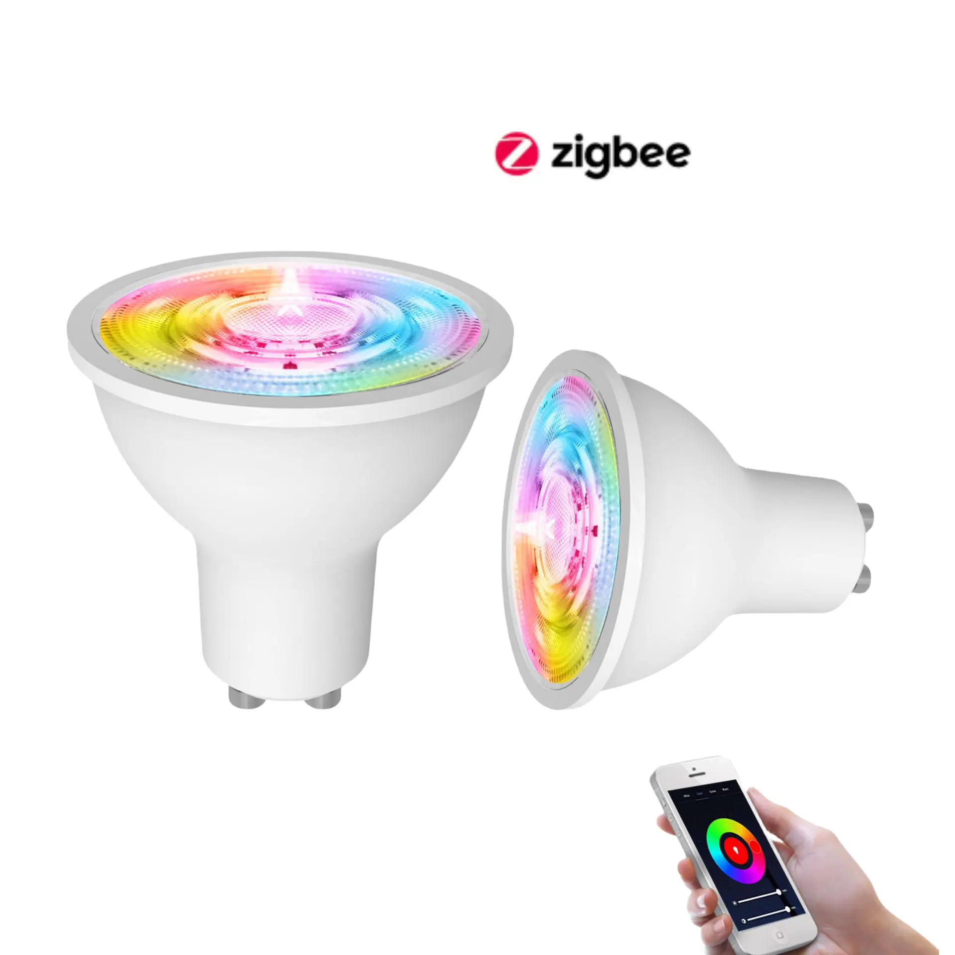 Zigbee RGB C + W Trắng 5W Thay Đổi Độ Sáng Đèn Cuộc Sống Thông Minh Ứng Dụng Điều Khiển Ánh Sáng Tuya Gu10 Thông Minh LED Bóng Đèn Cho Alexa Google Nhà