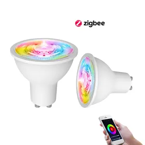 Zigbee RGB C + W Trắng 5W Thay Đổi Độ Sáng Đèn Cuộc Sống Thông Minh Ứng Dụng Điều Khiển Ánh Sáng Tuya Gu10 Thông Minh LED Bóng Đèn Cho Alexa Google Nhà