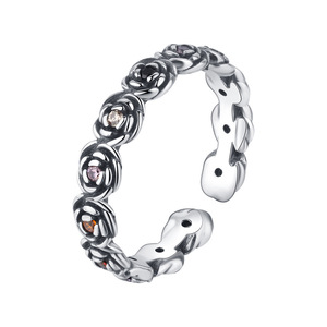 <span class=keywords><strong>Anello</strong></span> Regolabile in Argento Sterling 925 con Fiore Smaltato <span class=keywords><strong>Viola</strong></span> e Zirconi Verdi e Blu, Regalo di Compleanno per Donne, Gioielleria Fine - Product Image 4