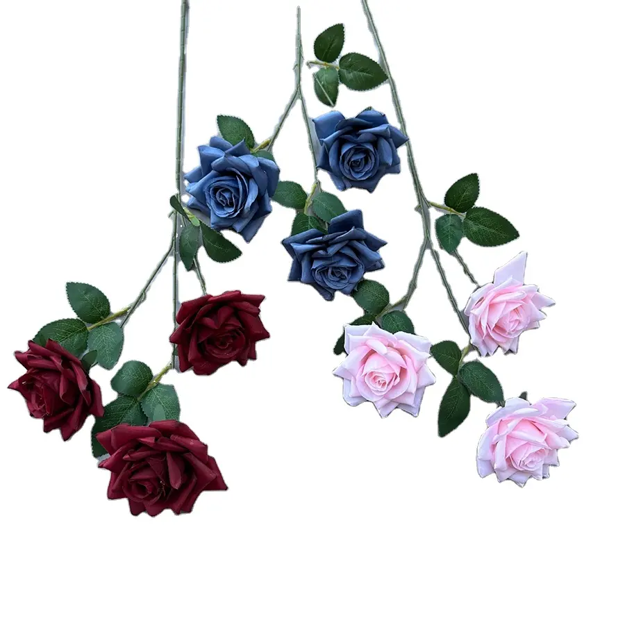 High quality hot sale artificial 3 heads rose flower indoor and outdoor home wedding party decoration