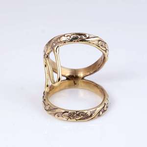 New Arrival Boho Floral Armor <b>Ring</b> Knuckle Brass Band <b>Women</b> Antique Finish Geometric Wire Double Finger for Wholesale OEM ODM - Product Image 2
