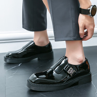 Nouvelles Chaussures en Cuir Brillant pour Hommes Automne 2026, Style Britannique, Semelle Épaisse Rehaussante, Mocassins Décontractés Tendance à Enfiler