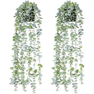 Petit Pot Noir Simulation Eucalyptus Mann Arbustes Artificiels Suspendus Matière Plastique pour Décorations Intérieures - Product Image 5