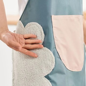 1 tablier de cuisine unisexe imperméable et résistant à l'huile avec grande poche, pour essuyer les mains, usage domestique et nettoyage - Product Image 5