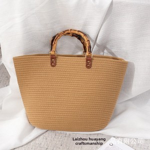 Bolso <span class=keywords><strong>de</strong></span> mano <span class=keywords><strong>de</strong></span> tela <span class=keywords><strong>de</strong></span> algodón tejido con asa rígida, diseño sencillo a rayas, para <span class=keywords><strong>mujer</strong></span>, verano <span class=keywords><strong>2022</strong></span>, bolsa <span class=keywords><strong>de</strong></span> almacenamiento - Product Image 2