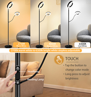 CCT lampu lantai LED dua sisi 2700K hingga 6500K, desain lampu sisi ganda, lampu lantai LED dua kepala kecerahan dapat diredupkan