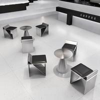 Table basse en acier inoxydable, mobilier commercial, ensemble de canapés en cuir pour café, ensemble table et chaises