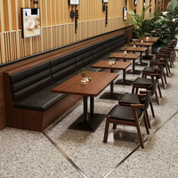 Sofá para Restaurante o Pub Comercial y Juego de Sillas y Mesa Personalizables para Restaurante, Muebles de Madera y Cuero para Cafetería y Hotel