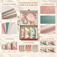 Coffret Cadeau Rigide en Carton à Charnière Personnalisé pour Trois Bouteilles de Produits de Beauté, Motif Botanique, Marque Privée