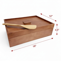 Boîte de levage de pâte en bois écologique avec couvercle et racloir pour la fermentation et le stockage de la pâte à pizza, idéale pour la pâtisserie maison