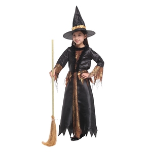 Halloween lindo negro naranja <span class=keywords><strong>bruja</strong></span> niño <span class=keywords><strong>pequeña</strong></span> <span class=keywords><strong>bruja</strong></span> niña fiesta mago disfraz carnaval Cosplay vestido con sombrero - Product Image 3