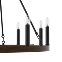 Lámpara de araña de 9 luces para comedor, de acero, regulable, estilo rústico antiguo, con forma de rueda de carro, para comedor de granja, E12, tipo candelabro, proyecto OEM