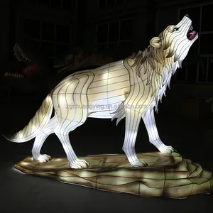 Lanternes artificielles imperméables pour activités de zoo en plein air, de haute qualité, festival en forme de loup en soie pour spectacle